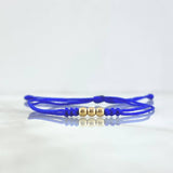 Pulsera Azul Trio Simil 0.2gr / 3mm Bolas Lisas 3 und Oro Amarillo ©