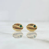 Topos Grano De Café 0.85gr / 6mm Circon Verde Oro Amarillo 18K