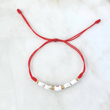 Pulsera Roja Mama Separada 0.25gr / 3mm Bolas Lisas 4 und Oro Amarillo *