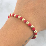 Pulsera Roja Neo Intersecta 1.6gr / 5mm Bolas Lisas Satinadas 9 und Oro Amarillo *