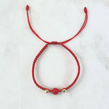 Pulsera Roja Bola Deseos 0.45gr / 5mm Bolas Diamantadas 2 und Oro Amarillo *