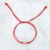 Pulsera Roja Trio Disimil 0.25gr / 4mm-3mm Bolas Lisas 3 und Oro Amarillo *