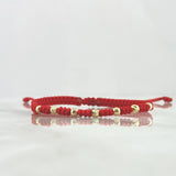 Pulsera Roja Anudada Serpiente 0.45gr / 3mm Bolas Lisas Diamantadas 7 und Oro Amarillo *