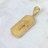 Dije Placa Cruz 10.6gr / 4.9cm Circones Blancos Oro Amarillo