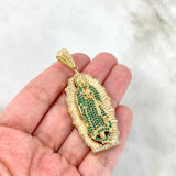 Dije Virgen Guadalupe 14.55gr / 6cm / Circones Blancos-Verdes Oro Amarillo *