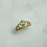 Anillo Corona Corazon 15s 2.4gr / T6 1/2 / Circones Verdes Oro Amarillo ©