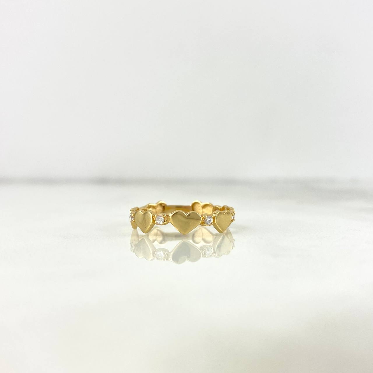 Anillo Corazones 1.25gr / T5 1/4 / Circones Blancos Oro Amarillo *