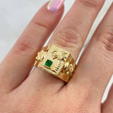 Anillo Palma Quimbaya 4.6gr / T11 3/4 / Circon Verde Oro Amarillo