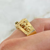 Anillo Palma Quimbaya 4.6gr / T11 3/4 / Circon Verde Oro Amarillo