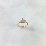 Anillo Corona 1.85gr / T5 / Circones Blancos-Fucsia Oro Amarillo