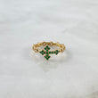 Anillo Cruz 2.6gr / T6 1/2 / Circones Blancos-Verdes Oro Amarillo