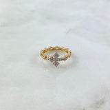 Anillo Cruz 2.8gr / T5 1/4 / Circones Blancos Oro Amarillo