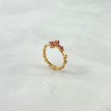 Anillo Cruz 2.75gr / T5 3/4 / Circones Blancos-Fucsias Oro Amarillo