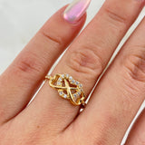 Anillo Infinito Corazón 2.2gr / T7 1/2 / Circones Blancos Oro Amarillo