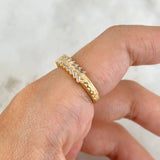 Anillo Zig-Zag Escalonado 3.9gr / T7 / Circones Blancos Oro Amarillo *