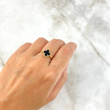 Anillo Trébol VCyA 3.1gr / T6 / Agata Negro Oro Amarillo +4 *