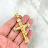 Dije Cruz Cristo Rustica 18.9gr / 6.5cm / Circones Blancos Oro Amarillo