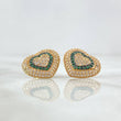 Topos Corazones Internos Tupidos 4.65gr / 1.5cm / Cirocnes Blancos Verdes Oro Amarillo 18K *