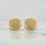 Topos Corazon Aro Tupido 3.65gr / 1.3cm / Circones Blancos Oro Amarillo 18K *