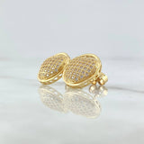 Topos Corazon Aro Tupido 3.65gr / 1.3cm / Circones Blancos Oro Amarillo 18K *