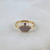 Anillo Corona 2gr / T6 1/2 / Circones Blancos-Morados Oro Amarillo