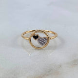 Anillo Corazones 1.7gr / T5 3/4 / Circones Blancos-Negros Dos Oros Amarillo Blanco