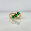 Anillo Trio de Ramas 3.1gr / T6 1/4 / Circones Blancos-Verdes Oro Amarillo