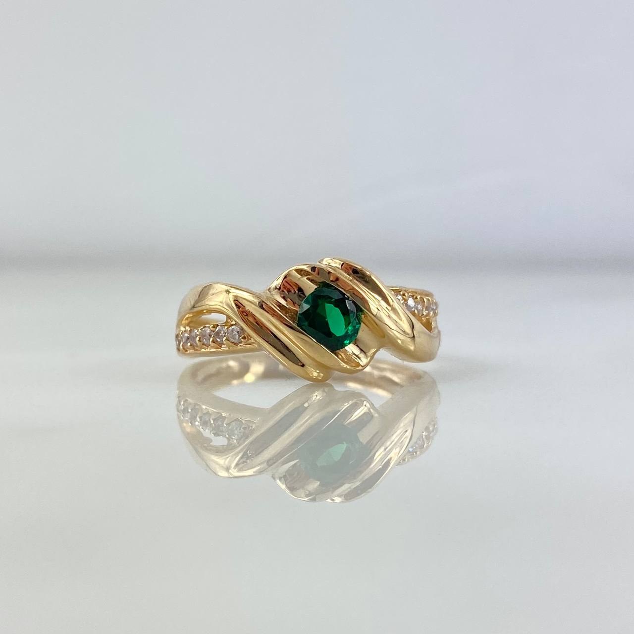 Anillo Vórtice 3.15gr / T5 3/4 / Circones Blancos-Verdes Oro Amarillo