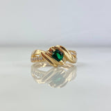 Anillo Vórtice 3.45gr / T7 1/2 / Circones Blancos-Verdes Oro Amarillo