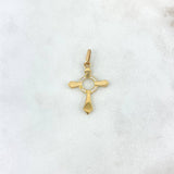 Dije Cruz Circulo 0.9gr / 2.8cm / Circones Blancos Oro Amarillo 18k *