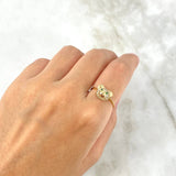 Anillo Oso 1.7gr / T6 3/4 / Circones Blancos-Verdes Oro Amarillo