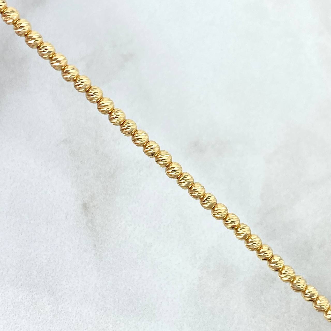 Pulso Militar 4.6gr / 20.5cm / 3mm Bolas Diamantadas Oro Amarillo +3 *