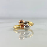 Anillo Tu y Yo 1.25gr / T7 / 6mm Bolas Lisas Tres Oros