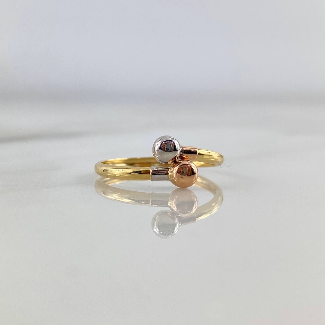 Anillo Tu y Yo 1.1gr / T8 1/4 / 4mm Bolas Tres Oros