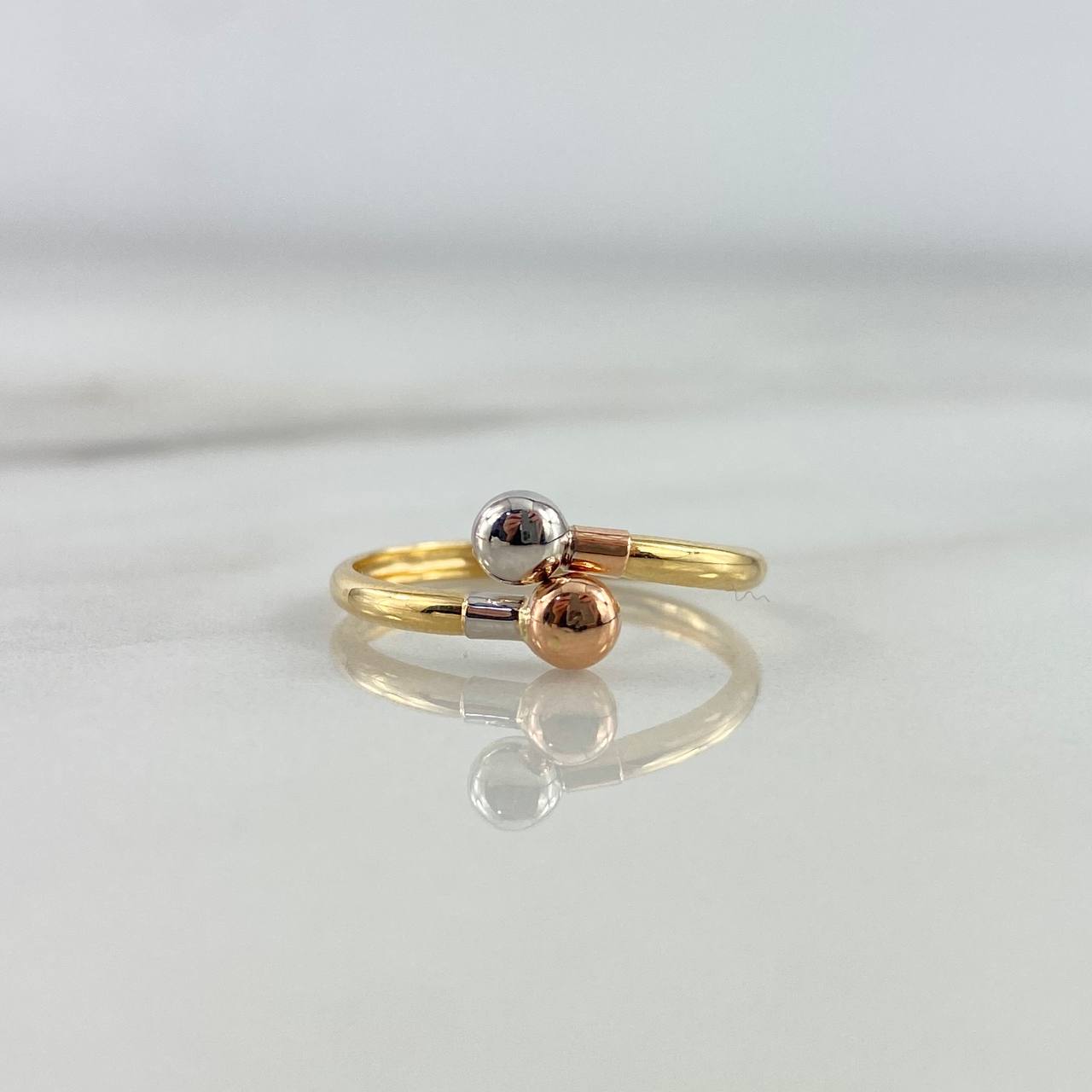 Anillo Tu y Yo 1.15gr / T8 3/4 / 4mm Bolas Tres Oros