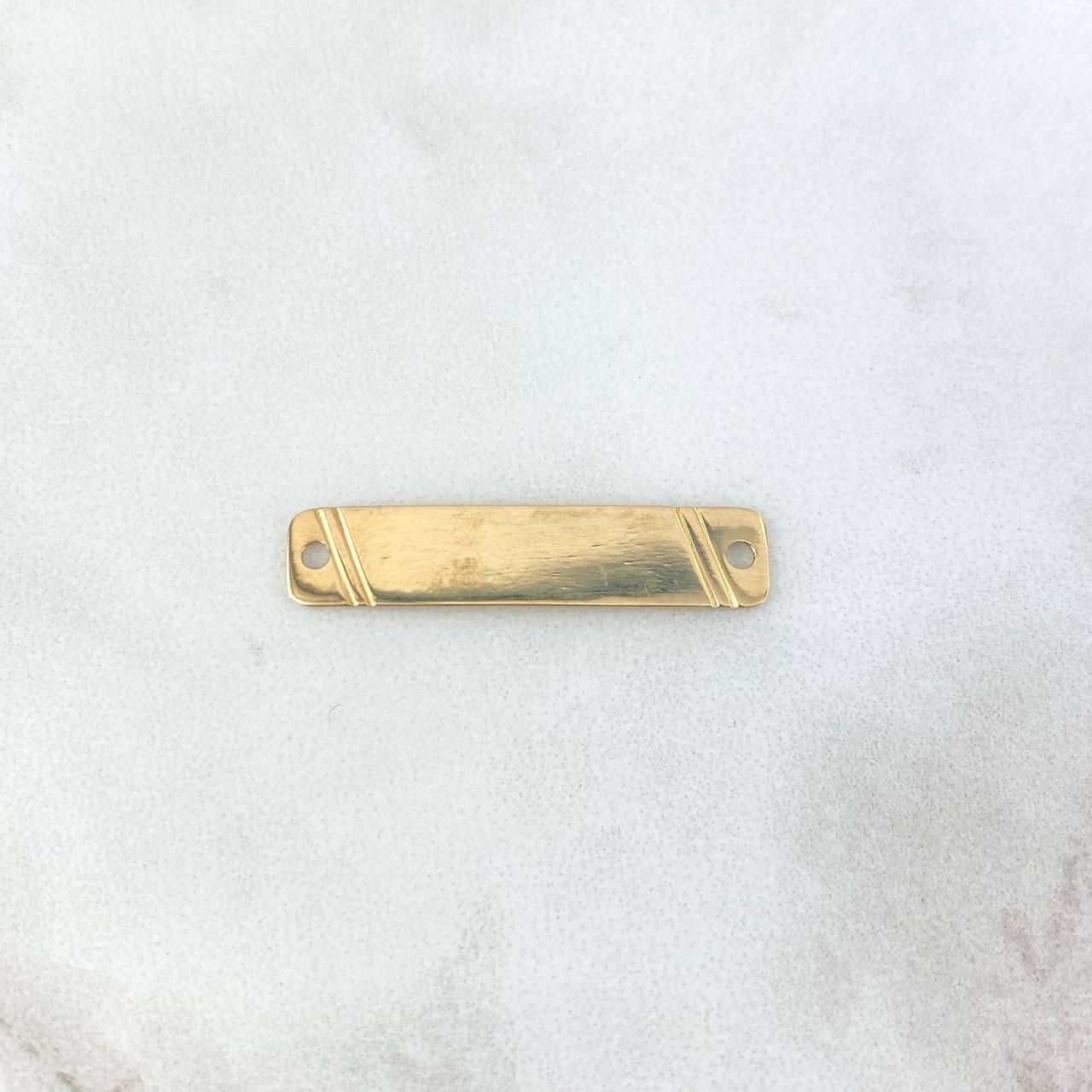 Herraje Placa Rectangular 0.95gr / 30mm*6mm Lineas Diagonales Oro Amarillo