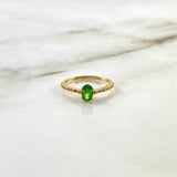 Anillo Solitario Churumbela 1.75gr / T6 1/2 / Circones Blancos Verde Oro Amarillo