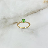 Anillo Solitario Churumbela 1.75gr / T6 1/2 / Circones Blancos Verde Oro Amarillo