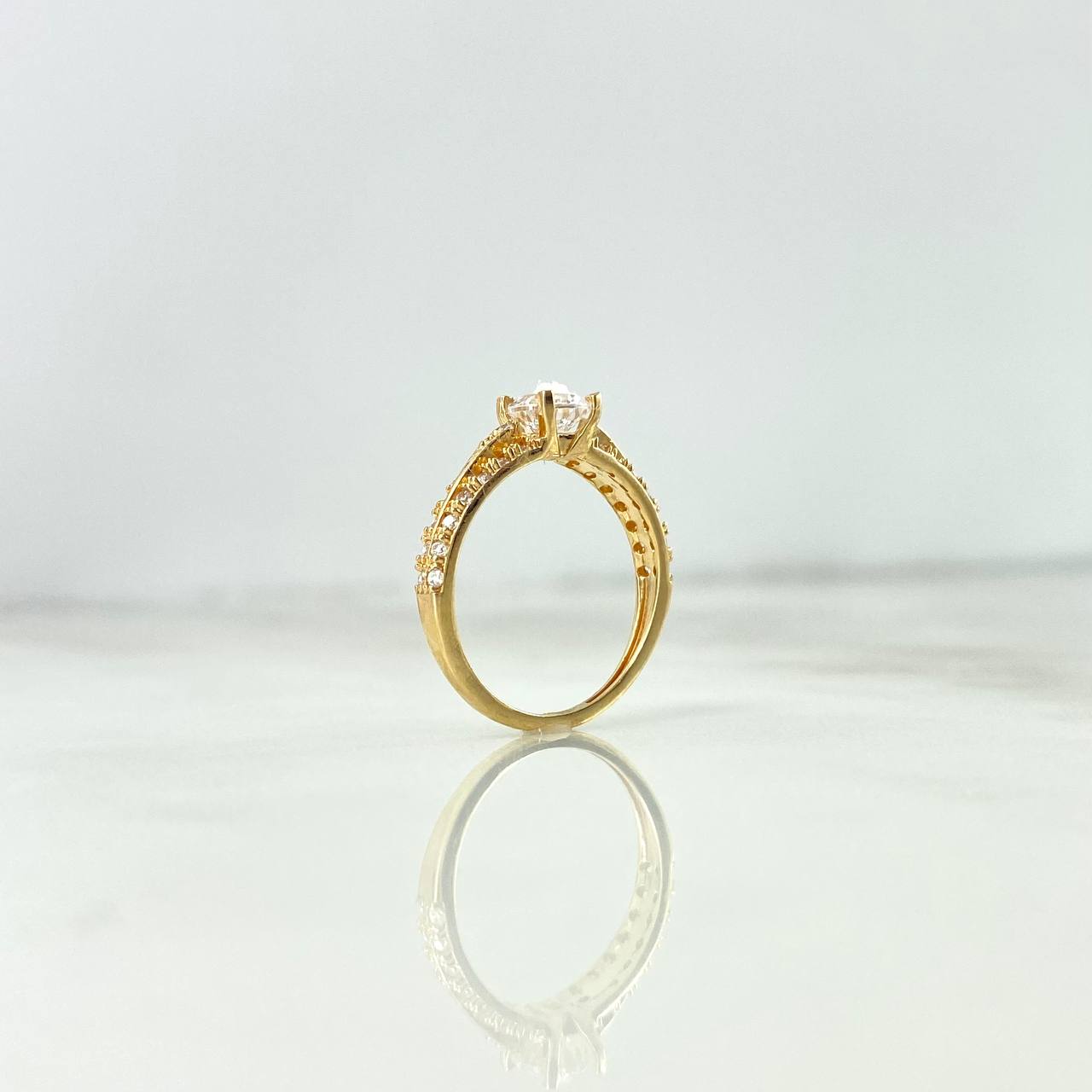 Anillo Solitario Churumbela Flecha 1.95gr / T5 3/4 / Circon Blanco Blancos Oro Amarillo