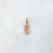 Dije Virgen Maria 0.65gr / 1.8cm / Circones Fucsias Oro Rosa