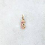 Dije Virgen Maria 0.65gr / 1.8cm / Circones Fucsias Oro Rosa