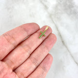 Dije Cruz 0.75gr / 2cm / Circones Verdes Oro Amarillo