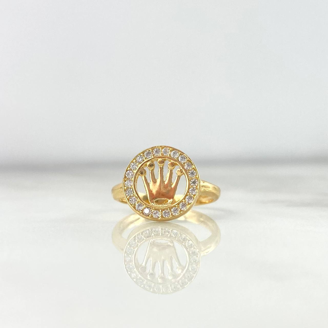 Anillo Circulo Corona RX 2.6gr / T4 1/2 / Circones Blancos Oro Amarillo