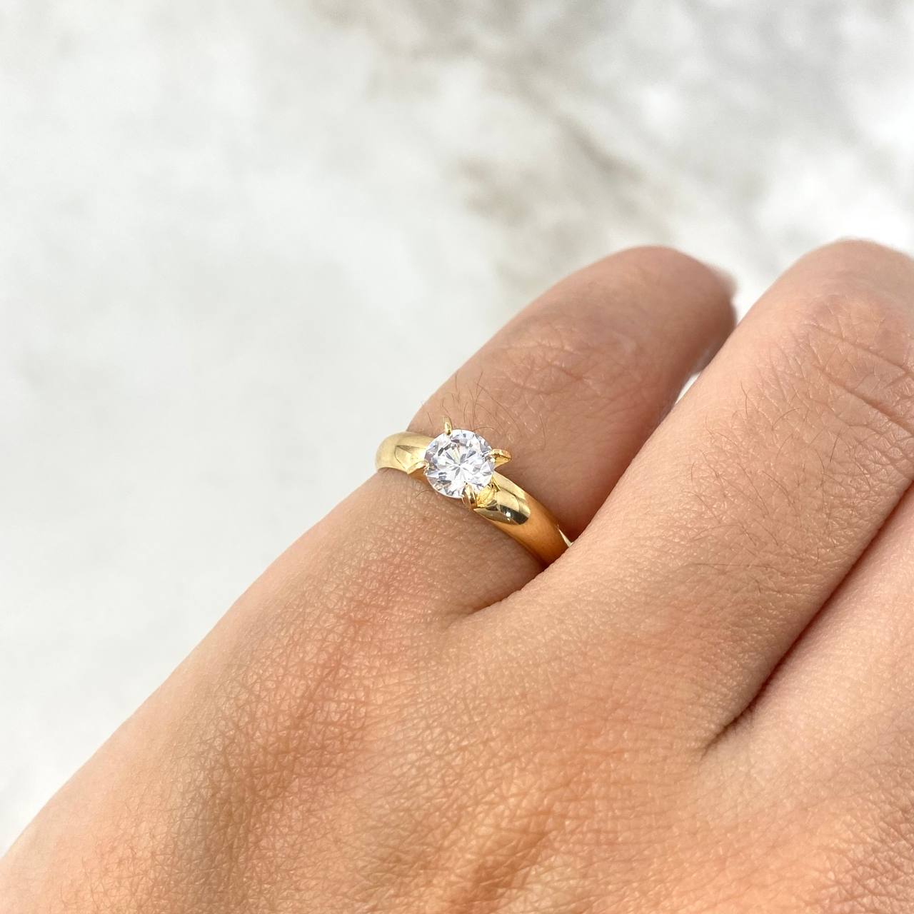 Anillo Solitario 1.4gr / T6 / Circon Blanco Oro Amarillo