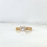 Anillo Solitario Churumbela Flechas 2.05gr / T7 / Circon Blanco Blancos Oro Amarillo *