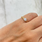 Anillo Solitario Churumbela Flecha 2.1gr / T6 1/2 / Circon Blanco Blancos Oro Amarillo