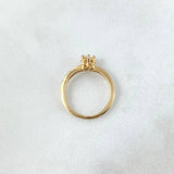 Anillo Solitario Churumbela Flor 1.8gr / T 7 1/2 / Circones Blanco Oro Amarillo ©