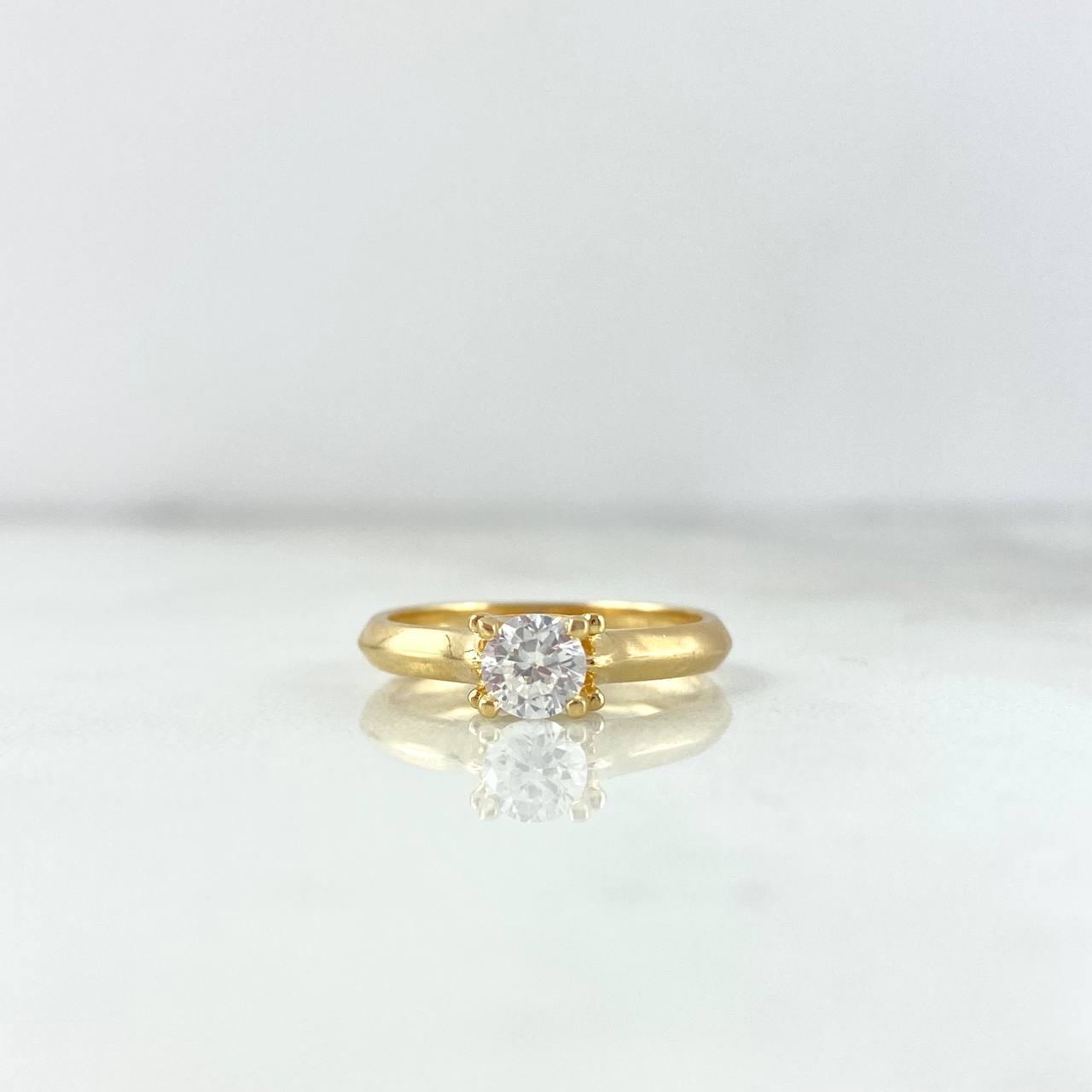 Anillo Solitario Churumbela Doble Flor 2.15gr / T4 1/2 / Circon Blanco Oro Amarillo