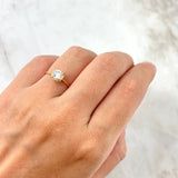 Anillo Solitario Halo 1.4gr / T5 / Circon Blanco Blancos Oro Amarillo