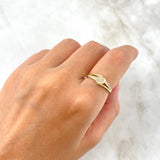 Anillo Lineas Cruzadas Corazon 2.15gr / T6 3/4 / Circones Blancos Oro Amarillo